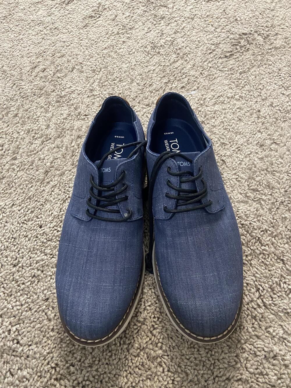 TOMS Shoes Mens Size 9.5 Blue Canvas Casual Lace Up Comfort Low Top Sneakers